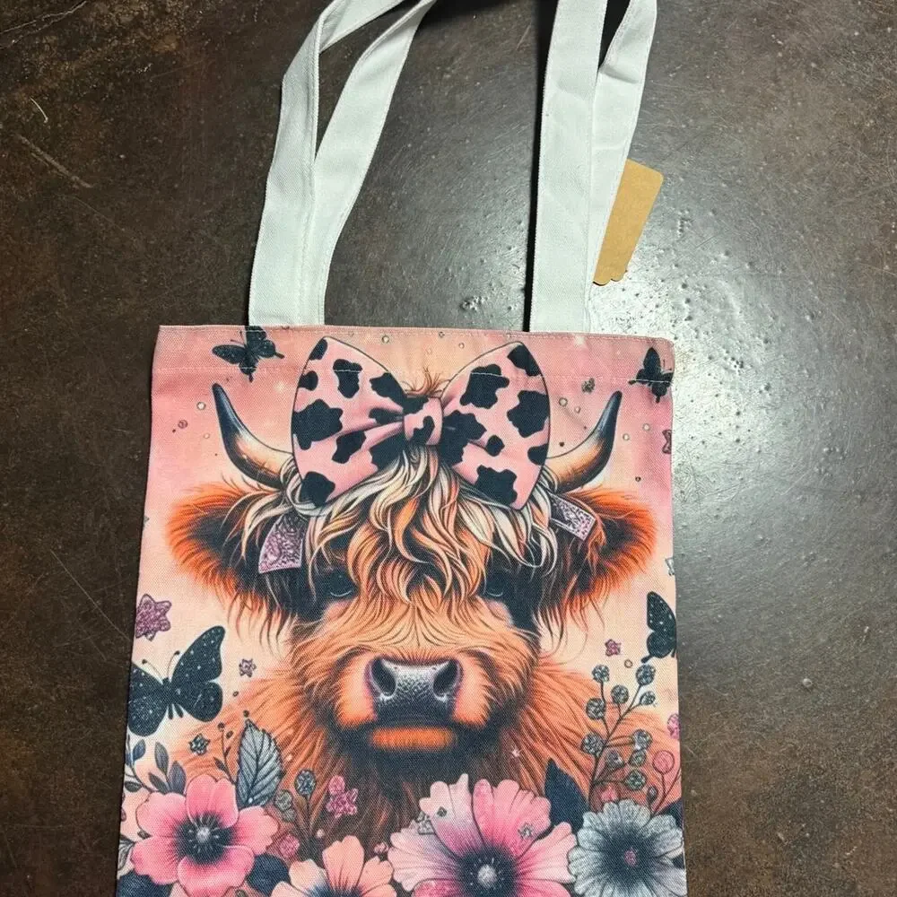 Highland Cow A5 Binder with stationery paper & mousepad and canvas tote bag